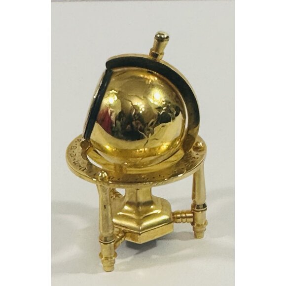 Bulova Miniature Clock Planetarium Spinning Globe Brass 3” Works Quartz B0573 - Picture 5 of 11
